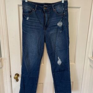 d.Jeans Dark Wash Slim Distressed Jeans